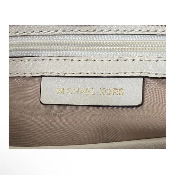 Michael Kors Leather Hobo Bag Shoulder Bag Cream White Gold - Picture 12 of 13